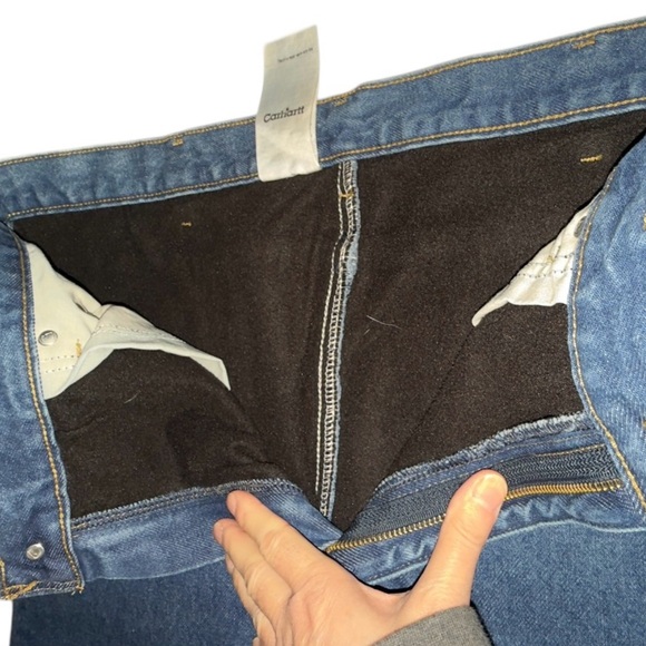 Men's carhartt Flannel Lined Blue Jeans, Sixe 38x34, made in Mexivo. - Picture 5 of 5